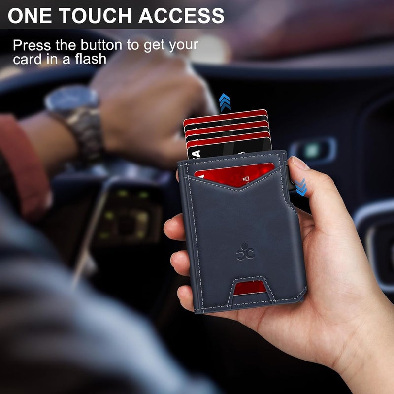 SEMORID Wallet for Men Wallet with Slim Pop Up Card Holder 9-13 Cards, Bifold Minimalist Smart Wallet RFID Blocking Credit Card Holder with ID Window & Stretchable Cash Slot Compact Metal Aluminum Card Case - Image 2
